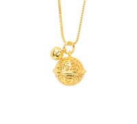 Minimalist Filigree Ball Jingle Bell Charm Christmas Pendant Necklace for Women Cute Dainty Gold-Plated Lucky Charms Round Ball Dangle Collar Choker Necklaces Adjustable Chain Fashion Jewelry Gifts