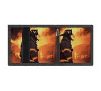 Minimalist Firefighter Fireman Flame Trifold Wallet for Men | Slim Front Pocket with Key Hook | Extra Capacity Billfold with 8 Card Slots | 1 Clear Id Window | 1 Zip Coin Pocket | Gift for Him
