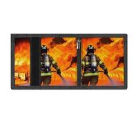 Minimalist Firefighter Fireman Flame Trifold Wallet for Men | Slim Front Pocket with Key Hook | Extra Capacity Billfold with 8 Card Slots | 1 Clear Id Window | 1 Zip Coin Pocket | Gift for Him