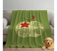 Minimalist Fleece Blanket, Soft Microfiber Throw with Green Red Lines Vortex Fruit Print, Lightweight Warm Bed Blanket Provides Comfort and Warmth for Bedroom 59in × 59in (150cm × 150cm)