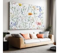 Minimalist Floral Watercolour Wild Plants Canvas Wall Art, Modern Artwork Wall Art Home Decor Poster - Pictures Paintings on Canvas Prints Wall Decor for Bedroom Living Room Office 120 x 60 cm