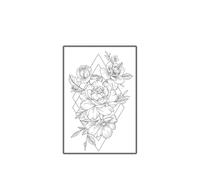 Minimalist Flower Temporary Tattoo Geometric Diamond Line Waterproof