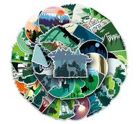 Minimalist Forest Landscape Vinyl Stickers, 50 PCS Woodland Nature & Wildlife Silhouette Decals for Laptops, Journals, Water Bottles, Scrapbooking, Notebooks & DIY Decor