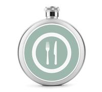 Minimalist Fork Knife on Plate Stainless Steel Hip Flask for Liquor, Round Pocket Portable Wine Flask for Drink 5 Oz