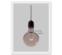 Minimalist French Illustration of a Retro Peach Pink Light Bulb Ceci Est Une Ampoule Artwork Framed Wall Art Print A4 Artery8 White One Size