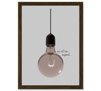 Artery8 Minimalist French Illustration of a Retro Peach Pink Light Bulb Ceci Est Une Ampoule Artwork Framed Wall Art Print A4