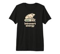 Minimalist Frog on Book Introvert Energy Quiet Focus Design Premium T-Shirt