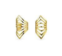 Minimalist Geometric Chevron Cartilage Ear Cuffs Clip Wrap Helix Non Pierced Earrings Gold Plated Sterling Silver
