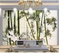 Minimalist Geometric Green Bamboo Flying Birds 3D Wallpaper Luxury Home Dining Decor Paste Sofa Living Room The Wall for Bedroom Mural-200cm×140cm