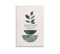 Minimalist Geometric Line Wall Art, Sage Green Boho Circle Canvas Artwork, Botanical Mid Century Modern Hanging Paintings Poster, Soft Neutral Aesthetic Wall Decor Fitting Bohemian And Modern Home Lay