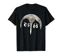 Minimalist Ghost Duo Under The Full Moon - Halloween Cartoon T-Shirt