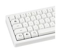 Minimalist Ghost PBT Keycaps Set, 124-Key White Mechanical Keyboard Caps with Cute Line Art Halloween Theme, MOA Profile, Five Side Dye-Sublimated for Cherry MX Switches Mechanical Keyboard