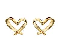 Minimalist Gold Heart Sterling Silver Earrings for Women Girls Charm Hollow Love Hearted Stud Tiny Small Cartilage Tragus Post Pin Hypoallergenic Pierced Ear Christmas Birthday Jewelry Gifts