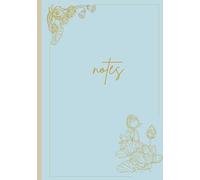 Minimalist Gold Lotus Flower Notebook, 100 Pages, 7" x 10", Elegant Floral Journal for Writing, Notes, and School: Aesthetic Cottagecore Pastel Blue Notebook for School, College, Work