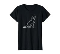 Minimalist Golden Retriever Continuous Line Value Graphic T-Shirt, Women, Black, XL