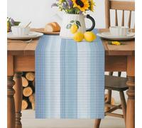 Minimalist Gradient Blue Striped Table Runner 36 Inches Long, Boho Geometric Lines Washable Table Runners Heat-Insulation Kitchen Dining Table Decorations for Home Party Decor 13x36in