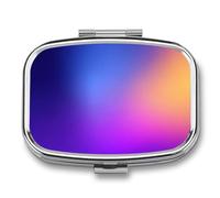 Minimalist Gradient Color Blue Purple Yellow Pill Box 2 Compartment Portable Medicine Pill Case Travel Pill Organizer for Pocket Purse