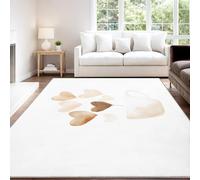 Minimalist Gradient Elegant Cozy Romantic Modern 160 x 230 cm Rugs, Brown Beige Rugs Non Slip Washable Area Rugs, Hearts Balloons Coffee Cup Resistant Rugs for Bedroom