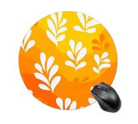 Minimalist Gradient Yellow Orange White Flower Mousepad Round Computer Mousepad Waterproof Gaming Mousepads with Non-Slip Rubber Base Mousepads Mousemat for Laptop Office 20 CM
