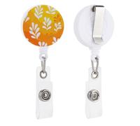 Minimalist Gradient Yellow Orange White Flower Retractable Badge Holder Reel Clip ID Card Holder for Doctor Nurse Student Office Worker