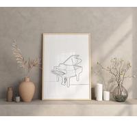 Minimalist Grand Piano Instrument Line Art Print Pianist Gift Idea Music Poster Poster A5 - Wall Art Home Decor Movie Poster Canvas Film Cinema Retro Vintage Cult Classic Nostargic Saga Modern reprin