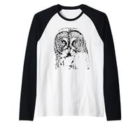Minimalist Great Grey Owl Tshirt Raglan Baseball Tee