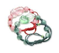 Minimalist Green and Pink Dragon Bracelets - Double Lucky Love and Protection Amulets - Positive Energy Vibes Jewelry for Women - Money and Love Talismans - Spiritual Crystal Gifts, Adjustable