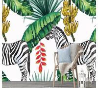 Minimalist Green Banana Leaf Animal Zebra 3D Wallpaper Easy Install Feature Office Living Room Sofa Bedroom TV Background Wall Decoration-300cm×210cm
