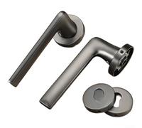Minimalist Grey Interior Door Lock Set Made From Zinc Alloy With Silent Operation Magnetic Closure For Bedroom Bathroom Modern Home Decor Black Nickel(A)