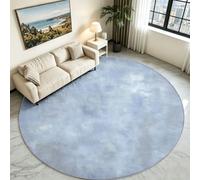 Minimalist Grey Round Rug 90 cm, Contemporary Washable Floor Carpet | Clean Neutral Tone Circle Floor Mat, Anti-Skid Low Pile Base, Soft Velvet Feel Area Rug for Bedroom Bedside & Lounge