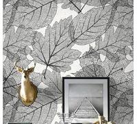 Minimalist Hand Drawn Black and White Plants Leaves 3D Wallpaper Easy Install Feature Office Living Room Sofa Bedroom TV Background Wall Decoration-250cm×170cm