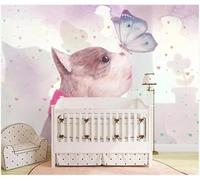 Minimalist Hand Drawn Cute Cats Butterflies Hearts 3D Wallpaper Luxury Silk Study Dining Feature Sofa Grey Bedroom Living Room Tv Decorative Wall-250cm×170cm