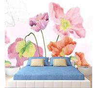 Minimalist Hand Drawn Multicoloured Floral Art 3D Wallpaper Textured Silk Easy Install Living Room Sofa Bedroom Dining Room Home Decoration Wall-350cm×256cm