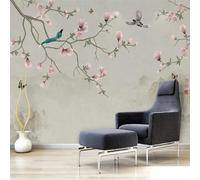 Minimalist Hand Drawn Pink Magnolia Flying Bird 3D Wallpaper Luxury Home Dining Decor Paste Sofa Living Room The Wall for Bedroom Mural-350cm×256cm