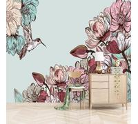 Minimalist Hand Painted Colourful Flowers Flying Birds 3D Wallpaper Luxury Home Dining Decor Paste Sofa Living Room The Wall for Bedroom Mural-430cm×300cm