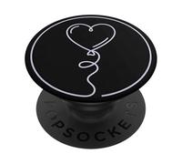Minimalist Heart Balloon Aesthetic Line Art PopSockets Adhesive PopGrip