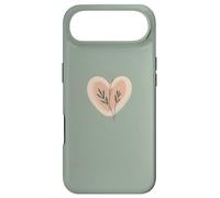 Minimalist Heart Line Art Aesthetic Boho Sage Green Floral Case for iPhone Air