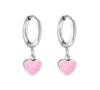 Minimalist Heart Love Dangle Drop Small Huggie Hoop Earrings for Women Stainless Steel colorful Enamel Cute Charm Statement Dangling Hoops Elegant Hypoallergenic Jewelry for Niece Daughter, 8.0