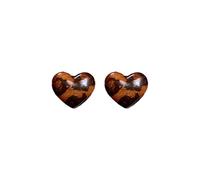 Minimalist Heart Stud Earrings for Women Leopard Print Love Shape Pierced Earrings Resin Cheetah Prints Circle Studs Earrings Christmas Earrings Dainty Jewelry