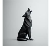 Minimalist Howling Wolf Sculptures (DEL-0143) (Black - Sitting Wolf, Large)