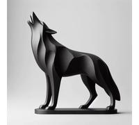 Minimalist Howling Wolf Sculptures (DEL-0143) (Black-Standing Wolf, Large)