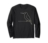 Minimalist Hummingbird Line Drawing Elegant Graphic Art Long Sleeve T-Shirt
