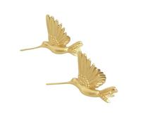 Minimalist Hummingbird Stud Earrings for Women Girls 925 Sterling Silver Post Pin Dainty Flying Bird Drop Piercing Earring Small Cute Creative 3D Pigeon Dove Animal Birthday Jewelry (Gold)