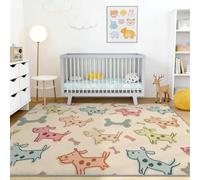 Minimalist Illustration Area Rug, 60 x 110 cm Cartoon Dogs Bones Rug Non Slip Washable, Ultra Soft Low Pile Colourful Carpet, for Bedroom Living Room Kitchen Bathroom