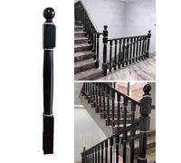 Minimalist Indoor Wooden Stair Railing Kit Contemporary Terrace Guardrail Replacement for Landing & Angled Steps 5pcs Post Set for Stylish Safety