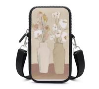 Minimalist Japanese Art Flowers Vases Crossbody Mobile Phone Bag Smartphone Bag With Adjustable Strap