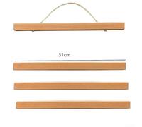 Minimalist Japanese Style Beech Wood Magnetic Poster Hanger For Decorative Wall Art Prints, Solid Wood Frame With Leather Rope, For Versatile Display Arrangements(31cm)
