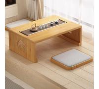 Minimalist JapaneseCoffee Table - Small Foldable Design for Living Room & Bedroom 100x50x40cm Sleek Logs Finish Space-Saving Home Decor