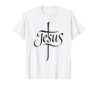 Minimalist Jesus Cross - Elegant Christian Calligraphy T-Shirt
