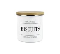 Minimalist Kitchen Essentials Small Biscuits Storage Canister - Modern Black & White Decor - 1.2L Enamel Snacks/Food Storage Container